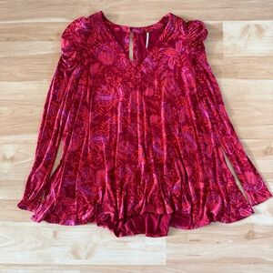 Free People Red and Purple Floral Baby doll dress